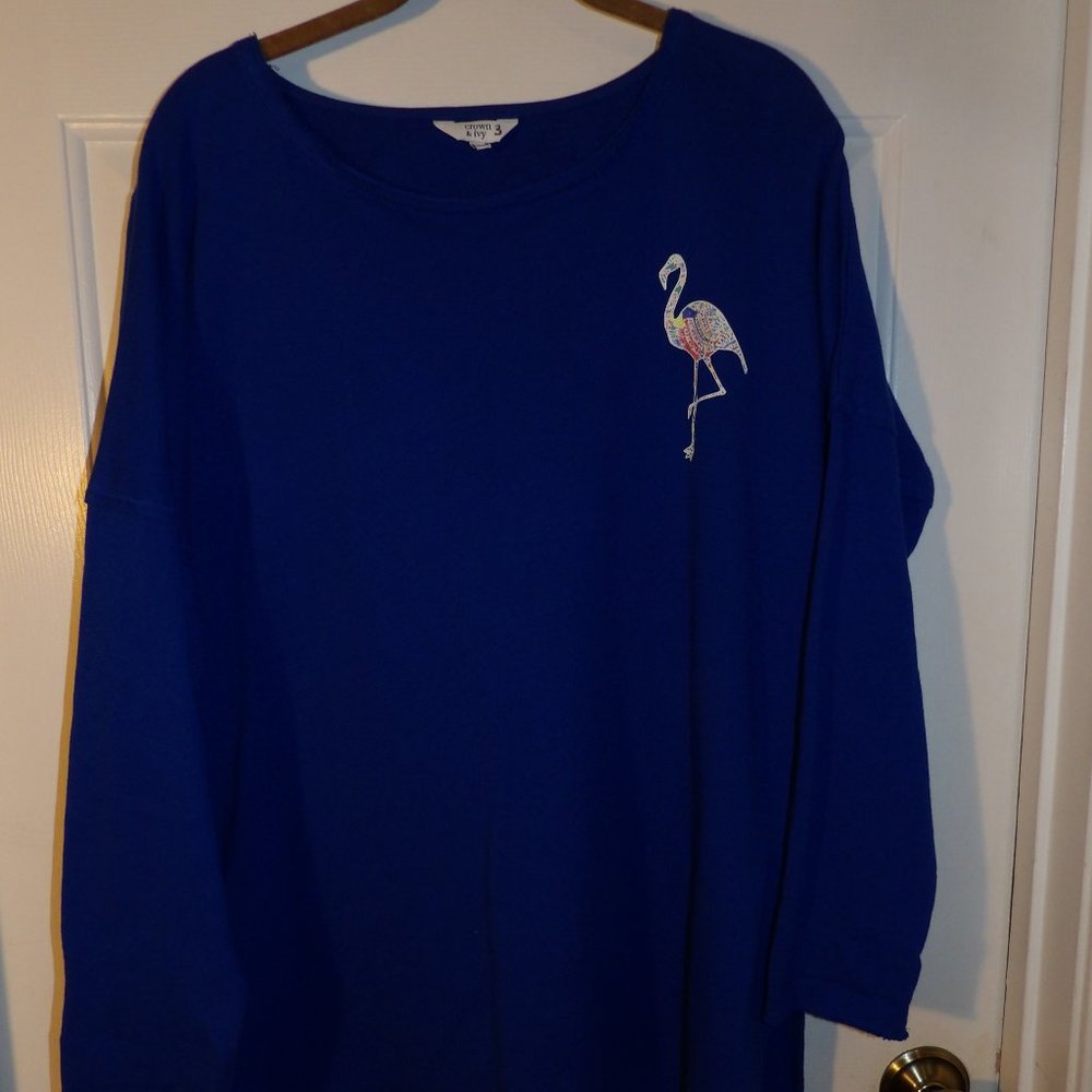 Blue, Terry Sweater by Crown and Ivy. Size L